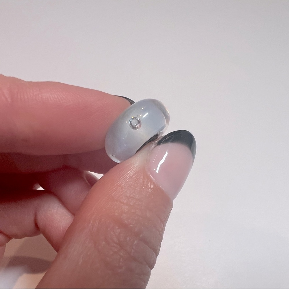 Retired Soft Blue-White Crystal Trollbeads Glass Charm